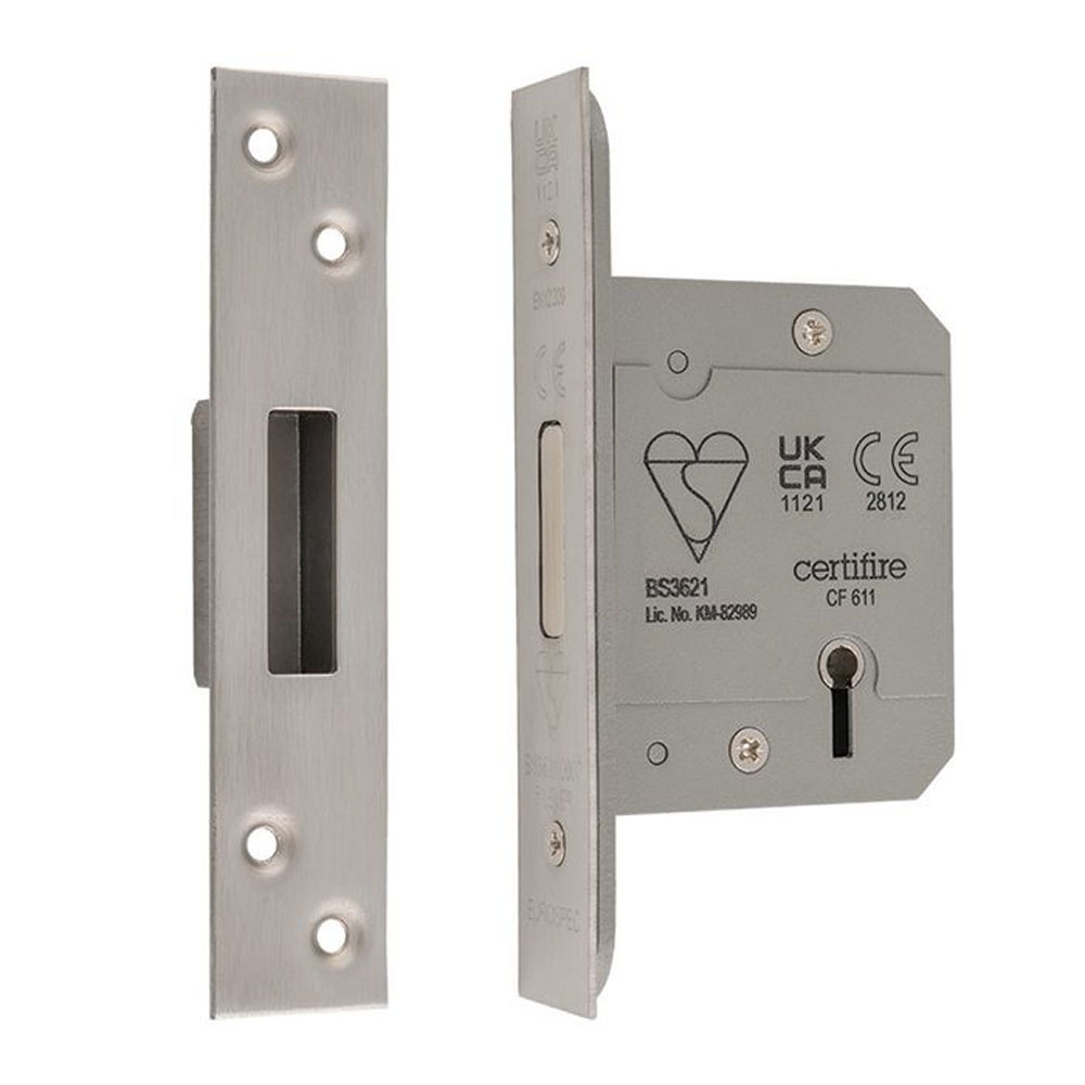 Eurospec 5 Lever Dead Lock 3.0 Inch (72mm) - Satin Stainless Steel
